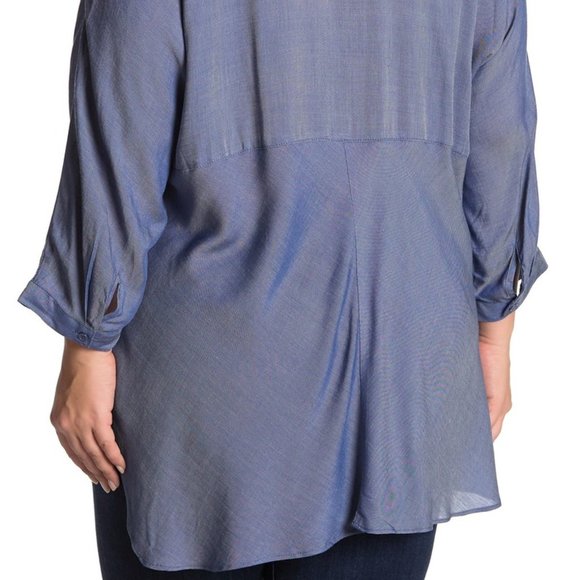 Catherine Malandrino Hi-Lo Button-Down Top, 2X. - Picture 3 of 8